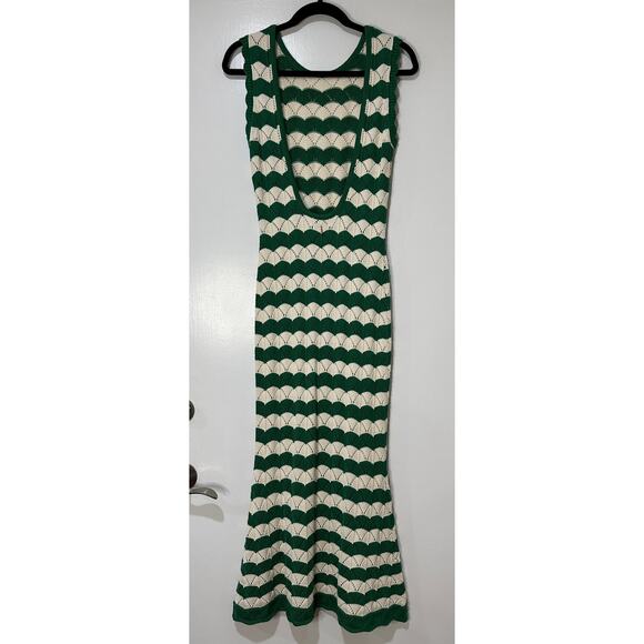Misa Los Angeles Miss Rosalia Crochet Knit Maxi Dress Emerald Cream Small NWT - Picture 9 of 14